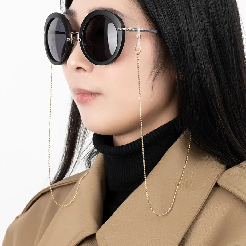 Металлическая цепочка для очков позолоченная стеклянная Цепочка Из Бисера подвесная Веревка аксессуары