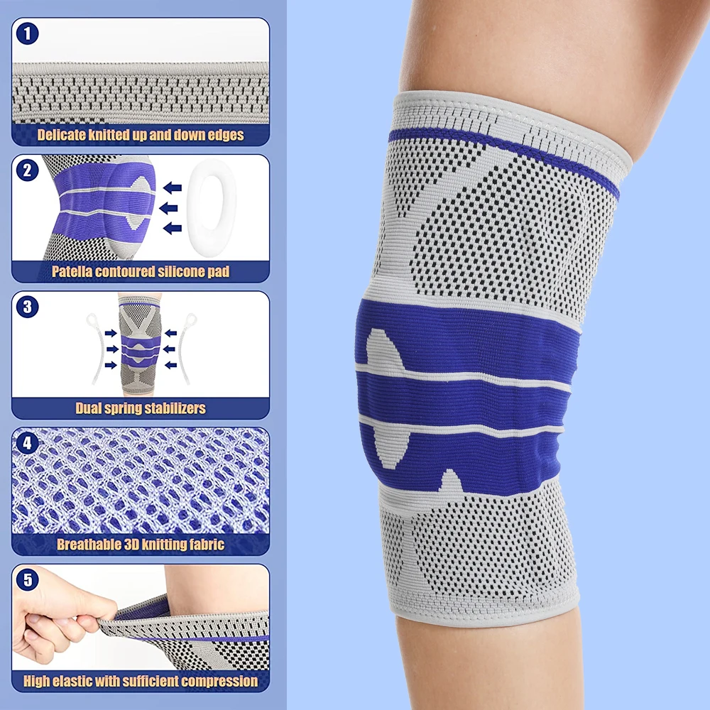Runyi 2 Pack Compression Knee Braces Knitted Knee Support for ACL & Arthritis Pain Relief