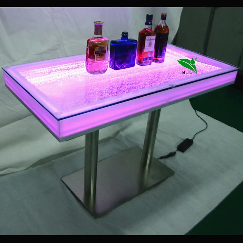 Restaurant Aluminum Base Water Bubble Panel Led Glowing Dinning Table