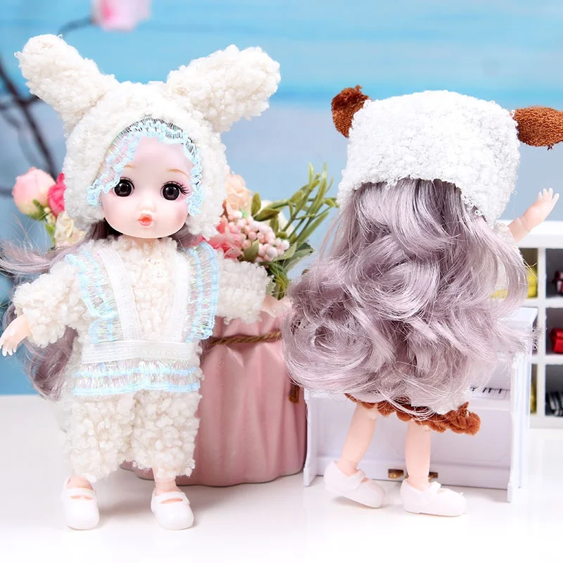 Newest 16CM cute princess dolls Girl toys movable joints Dress up babe doll with pretty clothes and skirts baby dolls girl toy