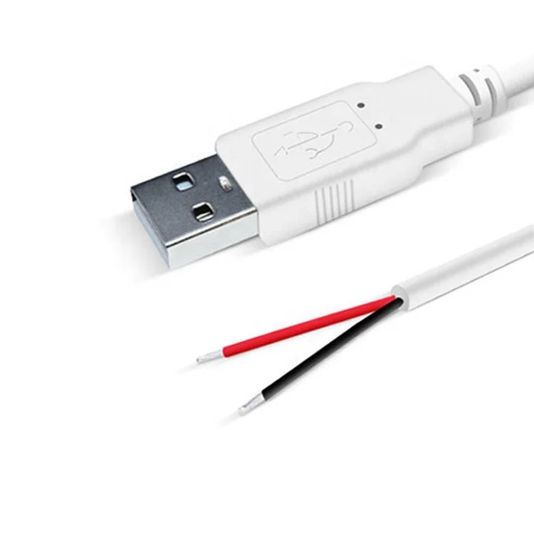 Custom 1m 2m 3m White USB A Male to Open End Tinned Wire Breakout Extension Cable