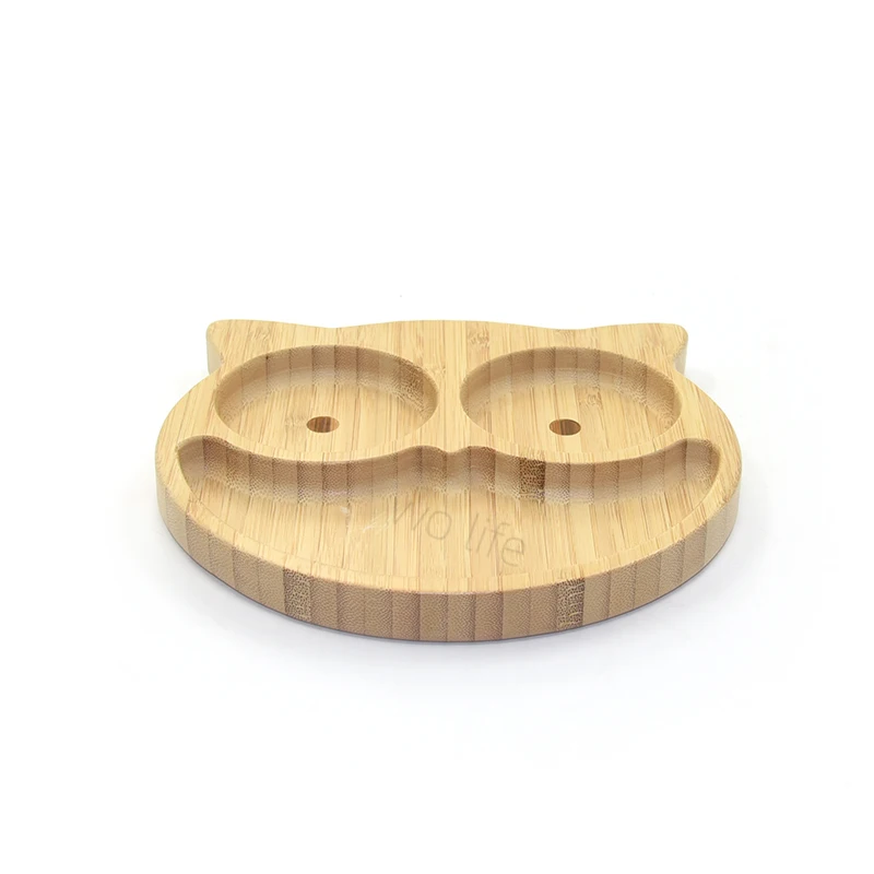 Eco-friendly Cute Animal Shape owl Bamboo Wooden Plates For Food Dinner Tableware