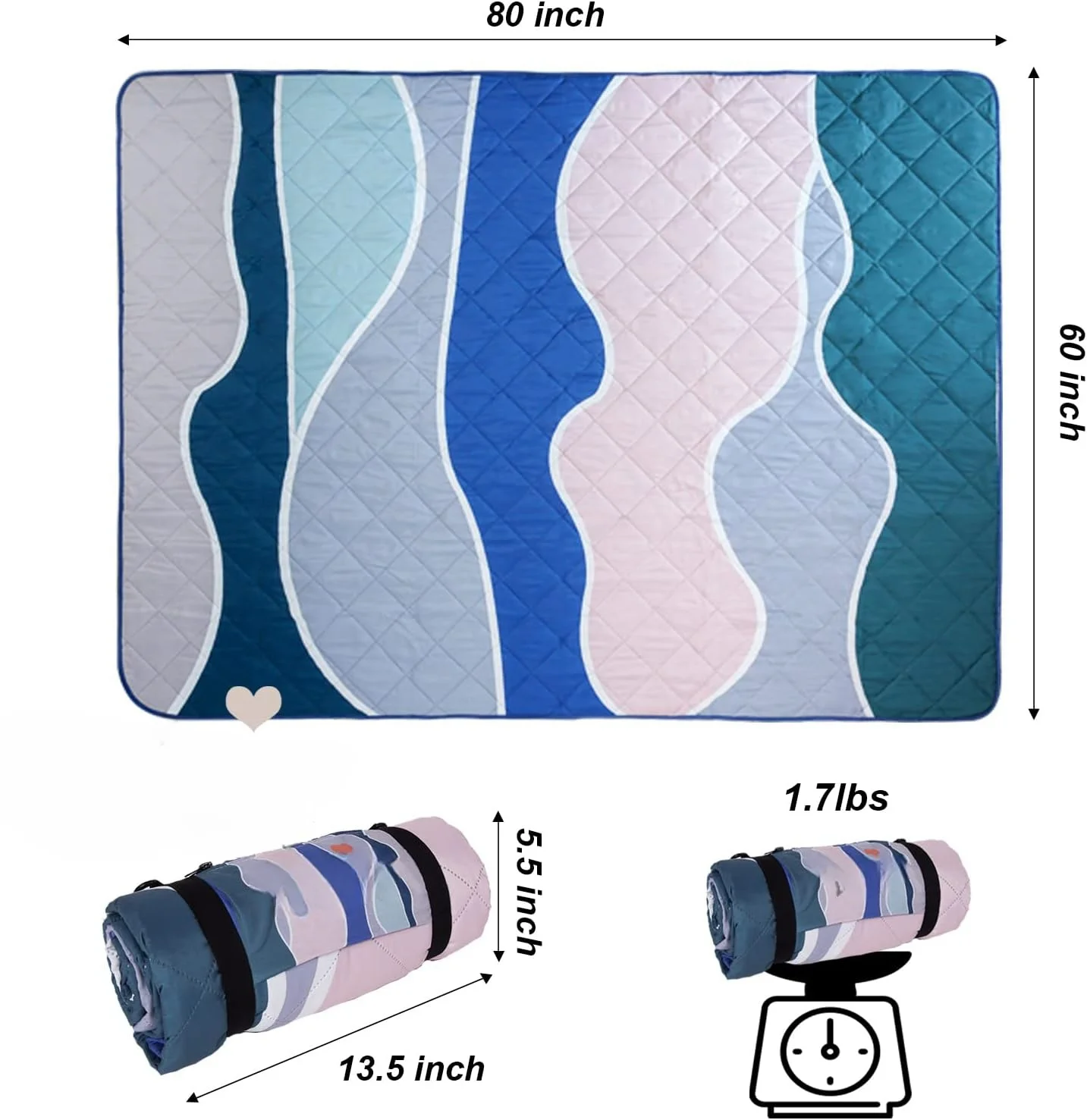 Best Selling Large Waterproof soft Portable Picnic Blanket with Carry Strap Foldable Inflatable Outdoor Beach Rug Mat