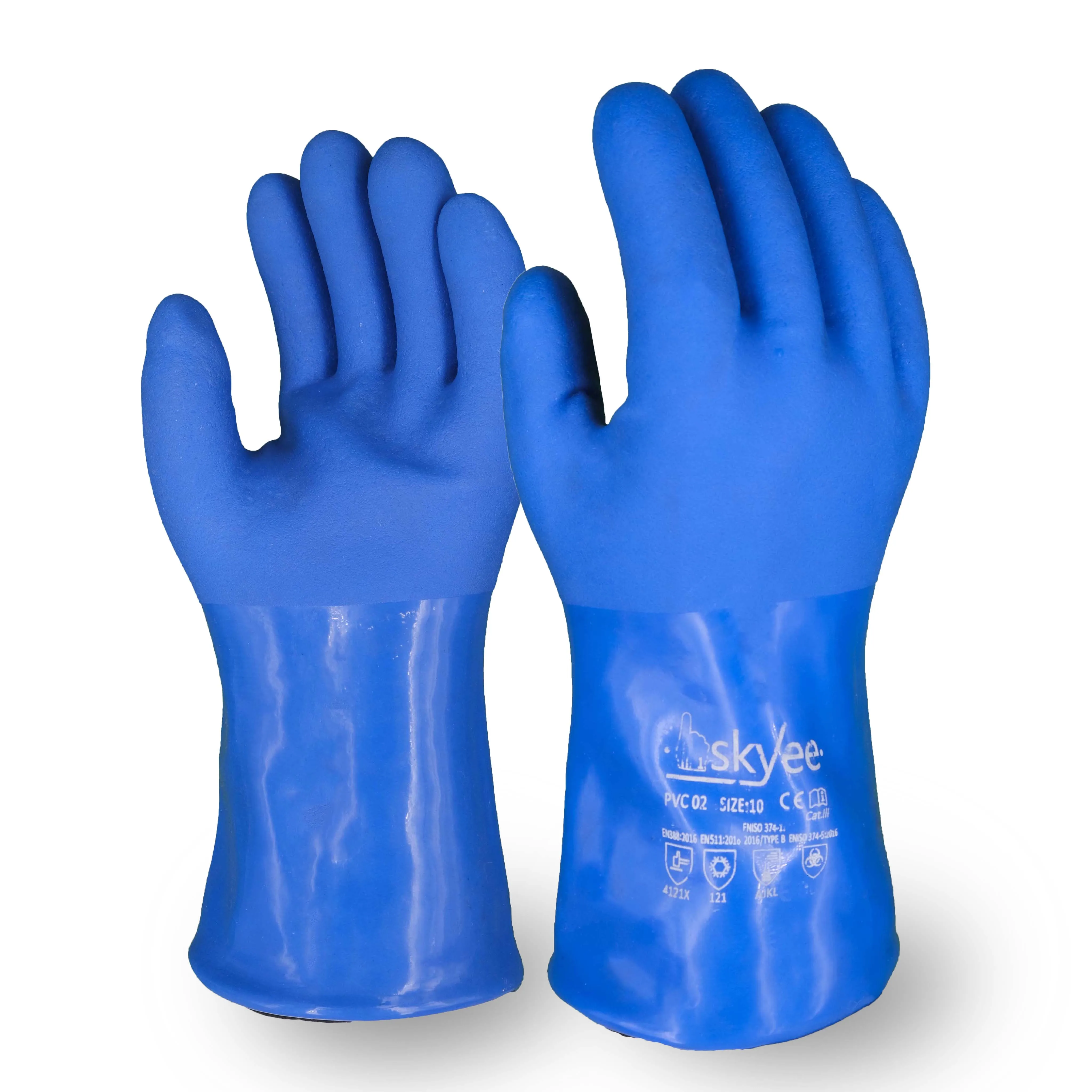 SKYEE top sale pvc dotted cotton natural rubber chemical resistant anti cold thermal industrial gloves for household cleaning
