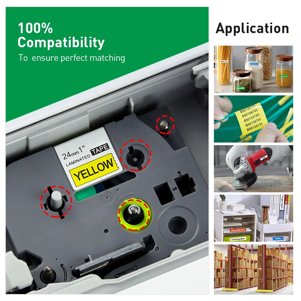 INK-POWER 36mm Compatible Tze-261 Tze261 TZ Tze 261 Tz-261 Tz261 Black on White Laminated Label Tape Ribbon for Brother Printer