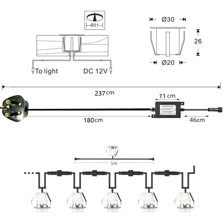 Waterproof DC 12V 24V Mini Outdoor Underground LED Buried Lighting Floor Lamp Deck Lights LED Ground Light