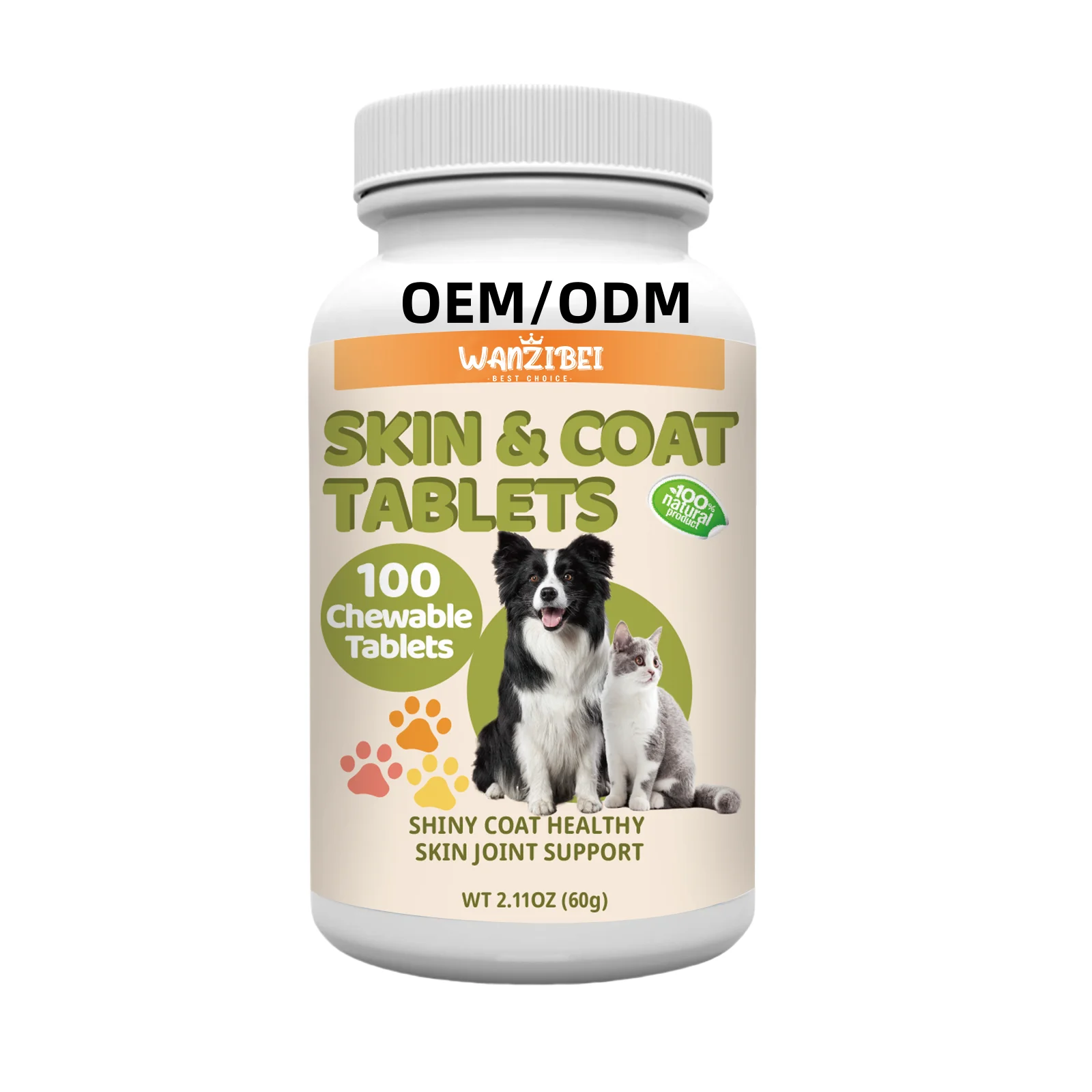 Skin and Coat Tablets for Dogs & Cats - Support Skin Health & Shiny Coat - Help your pet get rid of dry skin and retain a silky