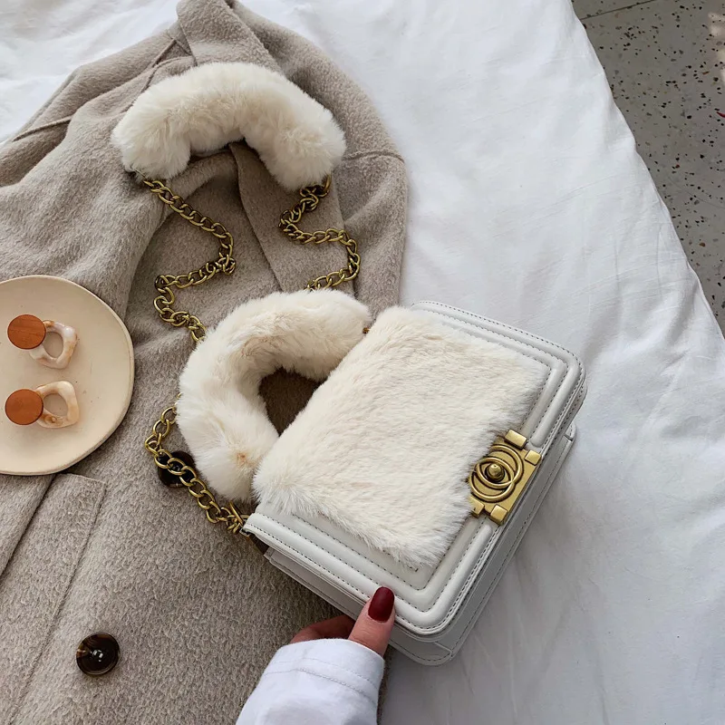 Роскошная зимняя пушистая сумка 2021, Симпатичная плюшевая сумка на заказ, сумки, женские сумки, дамские сумочки с цепями
