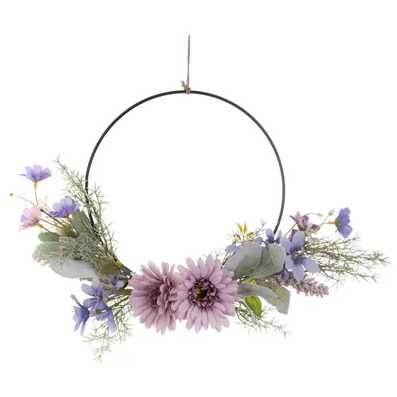 Artificial Flower Wreath Gerbera Leaves Daisy Flower Artificial Flower Garland For Home Garden Wedding Decoration