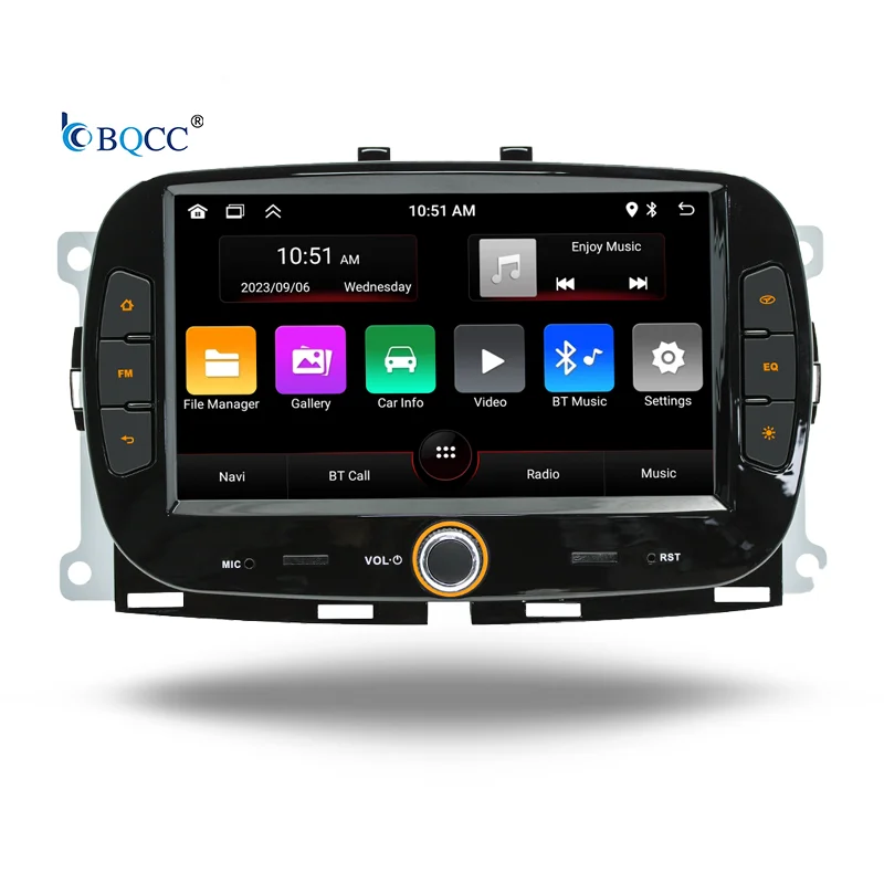 Автомагнитола BQCC 2Din с сенсорным экраном 7 дюймов Android 13 поддержка carplay Auto Wi-Fi GPS RDS Автомобильный плеер для Fiat 500 2016-2019