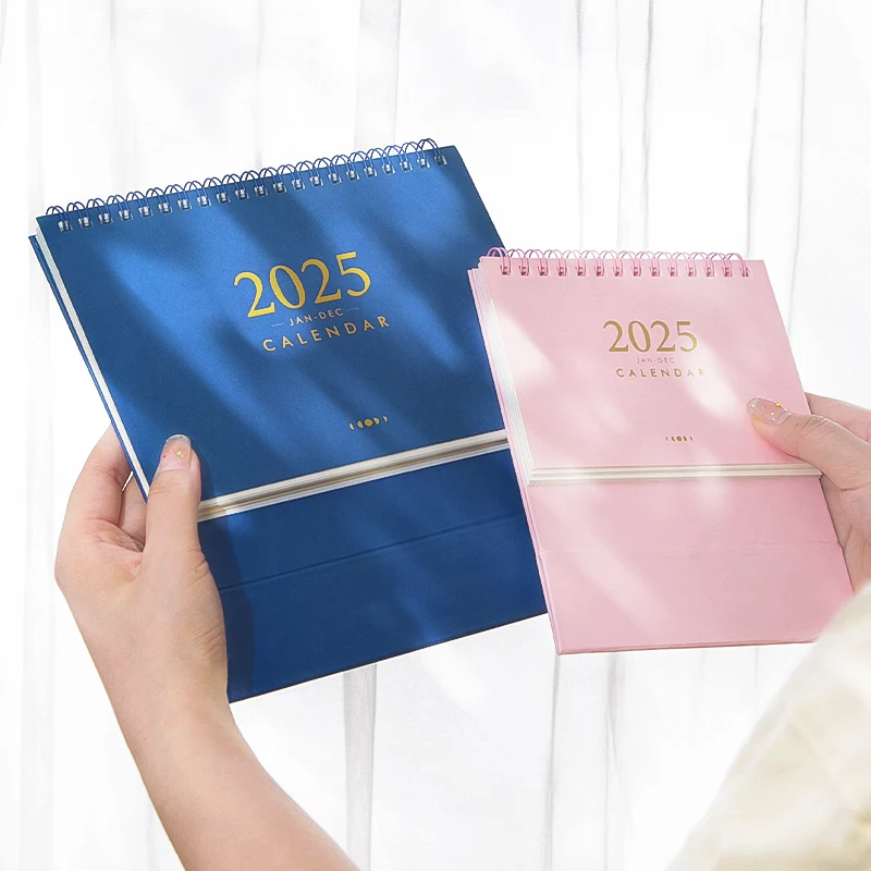 SIMNO 2025 Desk Calendar Sep. 2024 - Dec. 2025 Standing Calendar 16 Months Agenda Planner Coil Binding Calendar with Sticker