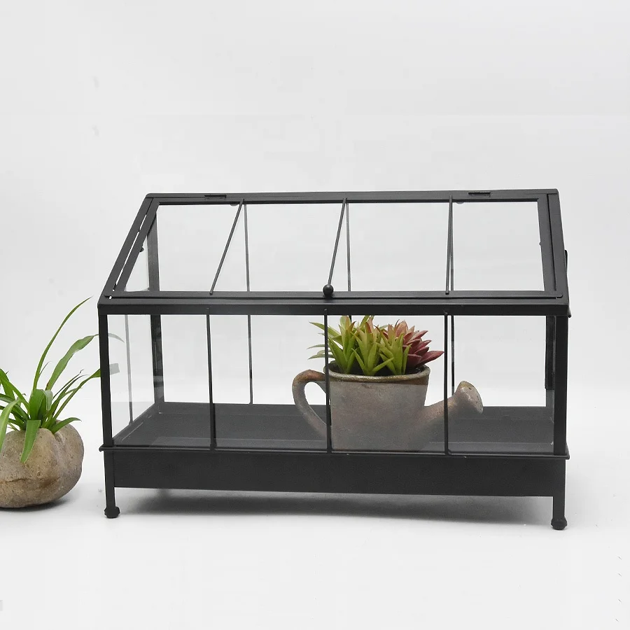 Modern Metal Glass succulent Plant Terrarium, Indoor Home And Garden Mini Metal Glass Terrarium Greenhouse For Flower Plant