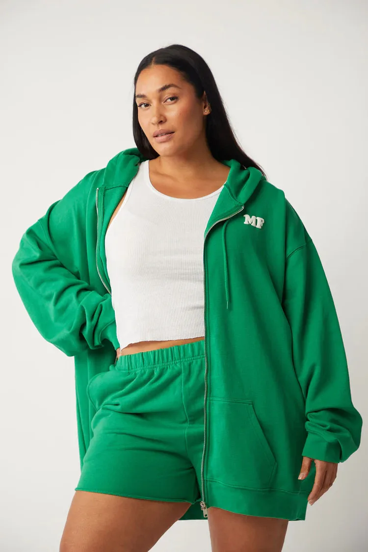 GOO Screen Printed Slogan Hoodie Custom Cotton Zip Up Hoodie For Women