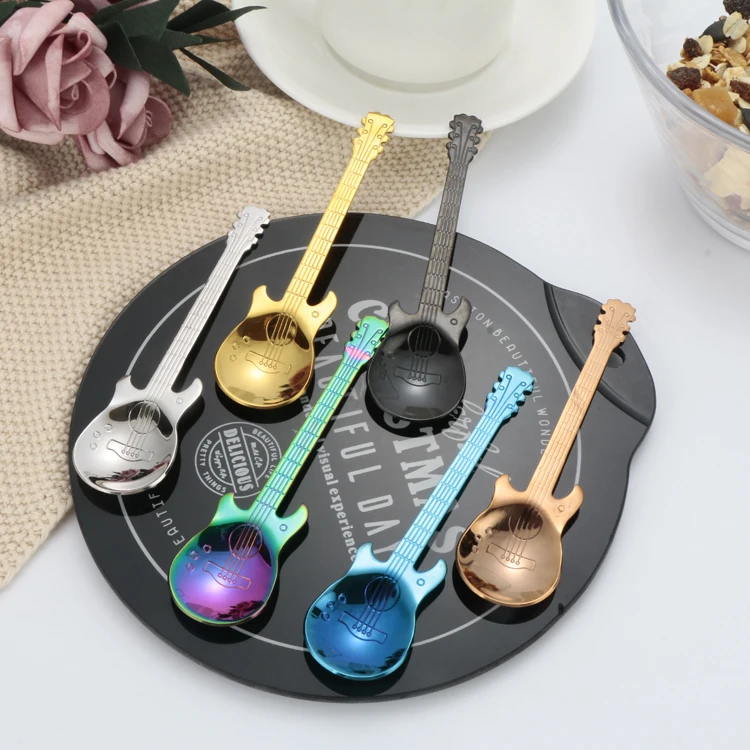 
Instrument Guitar Spoon Stainless Steel Yogurt Honey Candy Coffee Spoons 