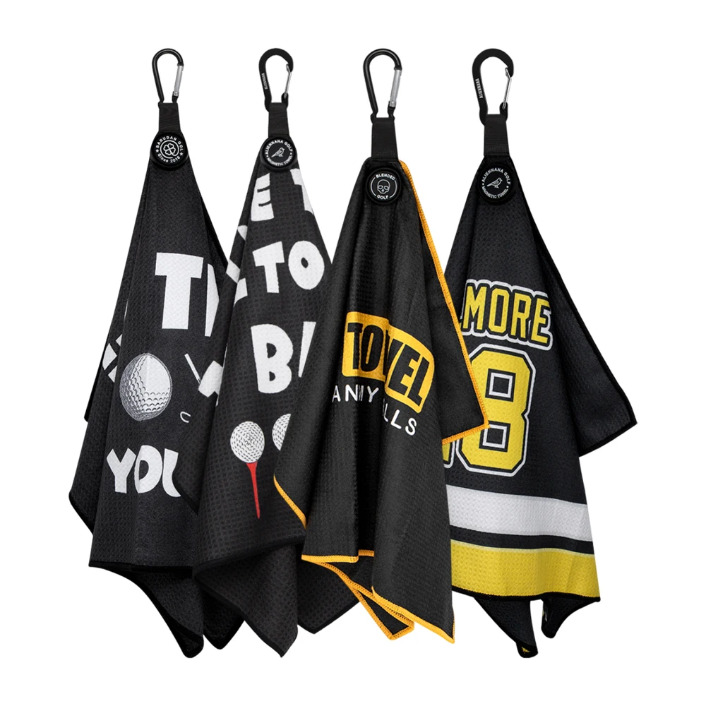 Manufacturer Design Custom Magnet Golf Towel Printed Logo Microfiber Waffle Magnetic Golf Towel