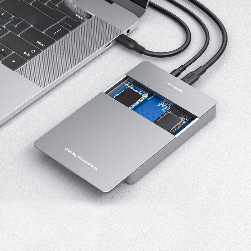 Корпус для SSD ACASIS Dual Bay M.2 с поддержкой M2 NVME NGFF SATA двухпротокольный SSD-диск PCIE M Key + B корпус жесткого диска USB C 10