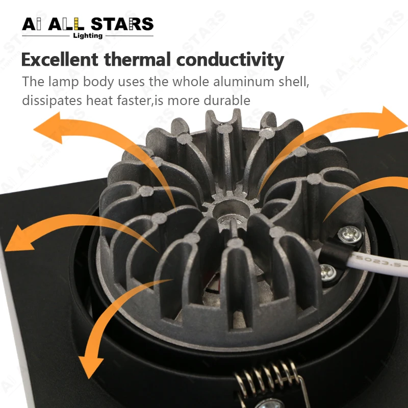 Aluminum Square Rectangle Recessed Tunable Double Twin Two Head Fixture 2x10W 15W LED Lamp Grille Cob Led Downlight