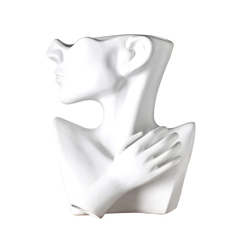 Creative European-style Flower Ware Carving Ceramic Bust Portrait Flowerpot Floral Design Home Decoration Living Room