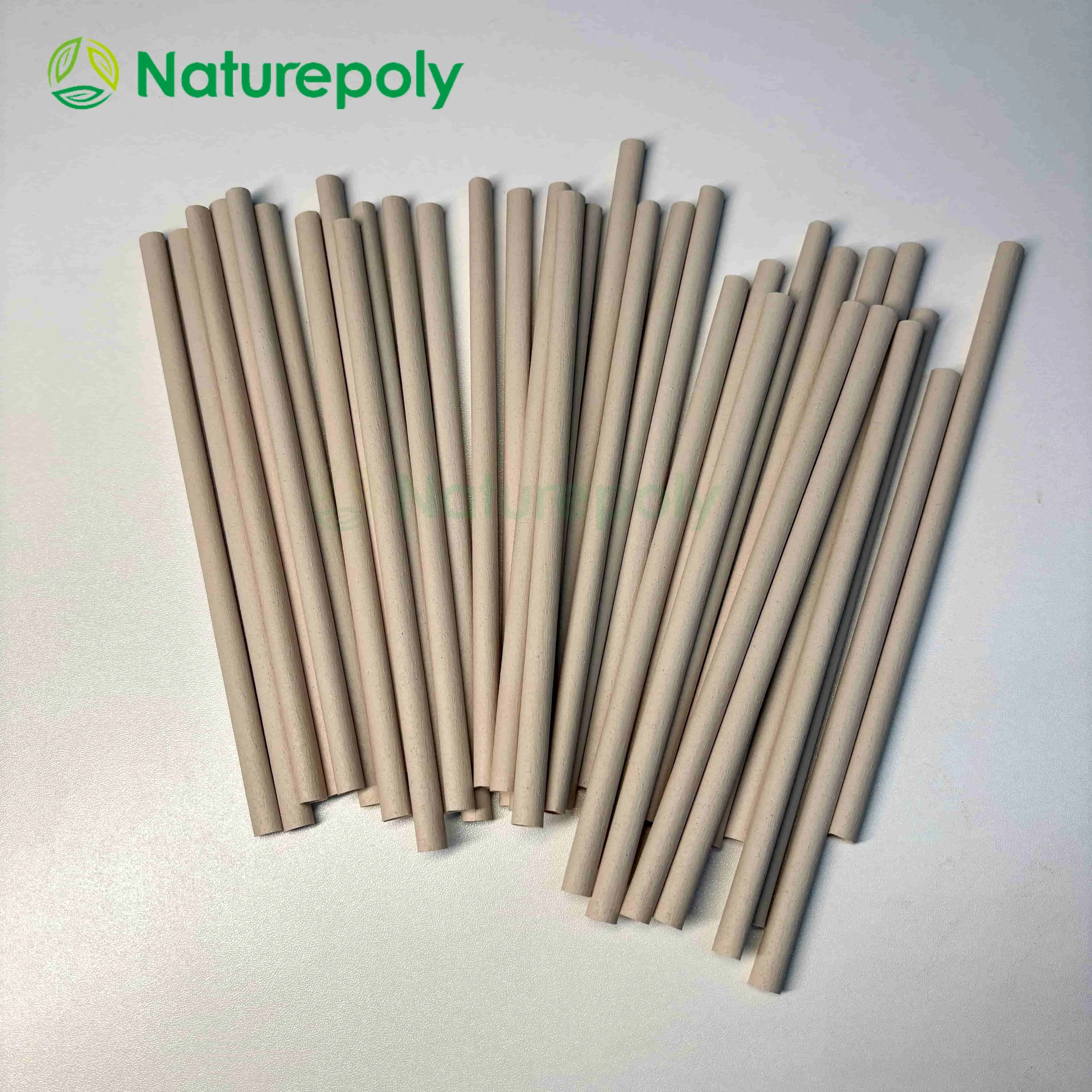Naturepoly 6mm 8mm 12mm Wholesale Eco-friendly Compostable Juice Tea Cold Drink Nature Bamboo Fiber Drinking Straw Biodegradable