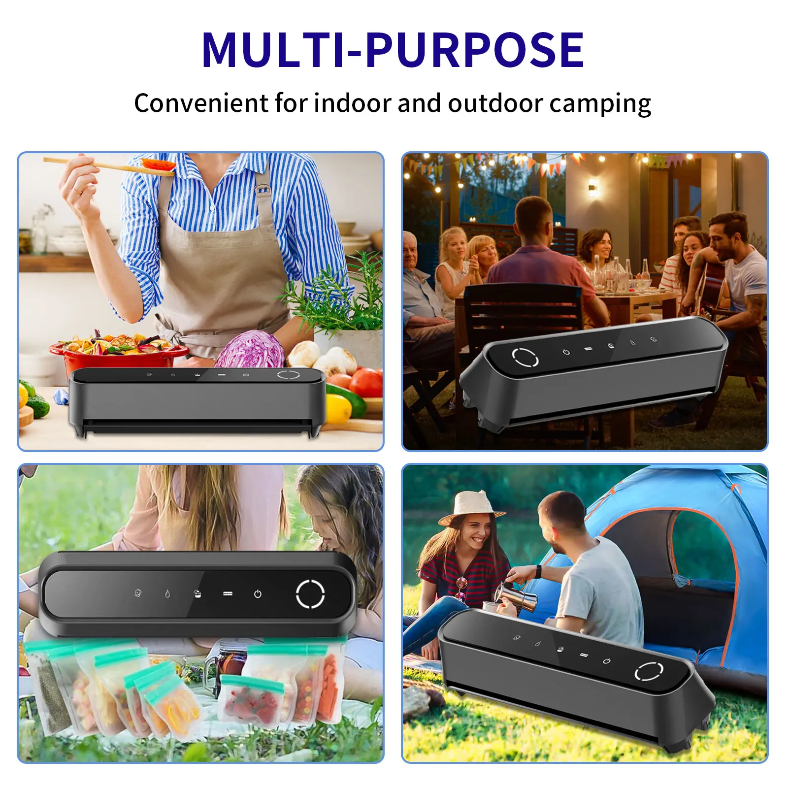 Automatic Cordless Food Packaging Machines Double-sizes Sealing for Food Preservation Electric Portable Vacuum Sealer 