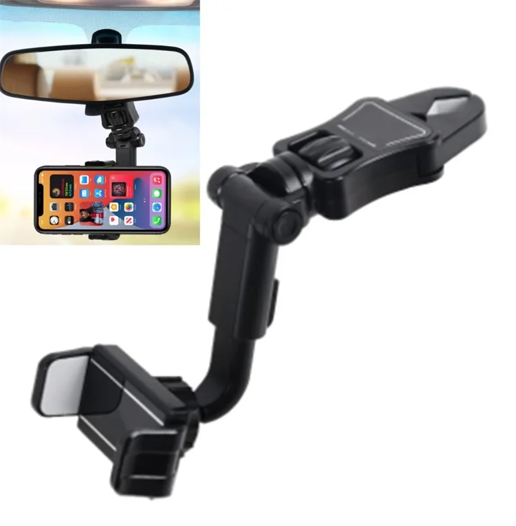 Custom Logo Design Retractable 360 Universal Car Rearview Mirror Phone Holder Mount Supplier