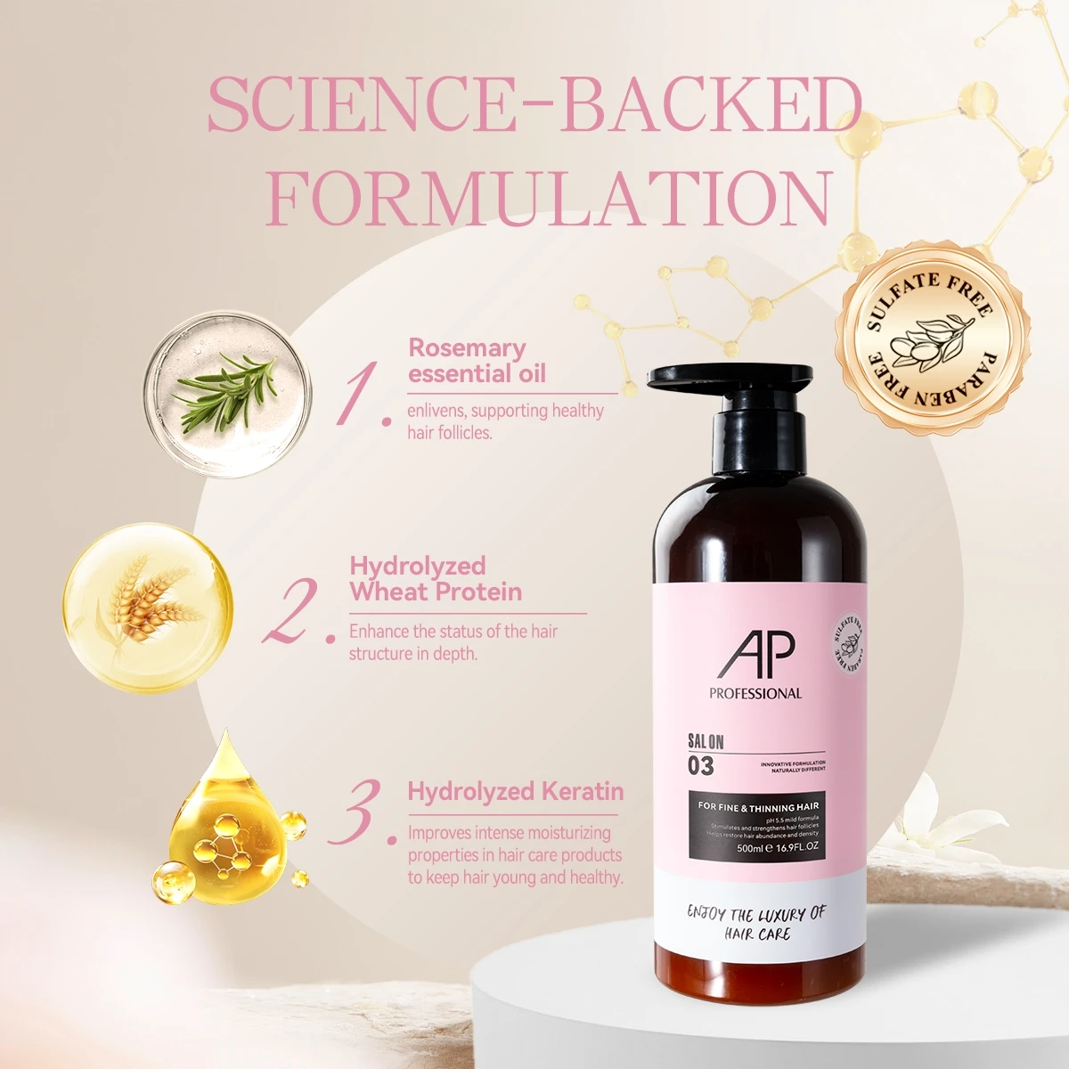 OEM Cosmetics Hair Care Products Anti Hair Loss Volumizing Hair Thickening Shampoo
