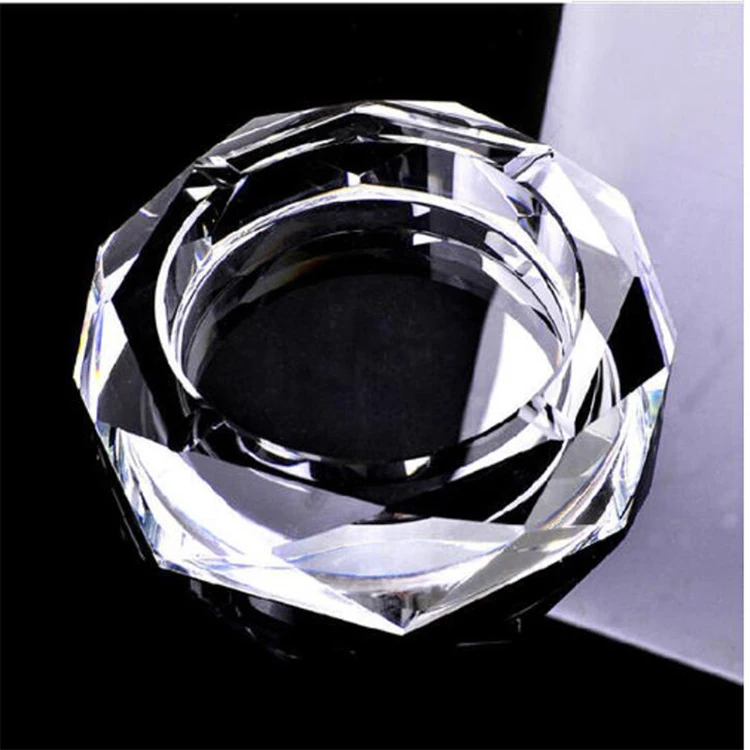 Personalized Custom Printed Logo K9 Crystal Cigarettes Cigars Octagon Large Glass Pocket Coating Crystal Ashtray