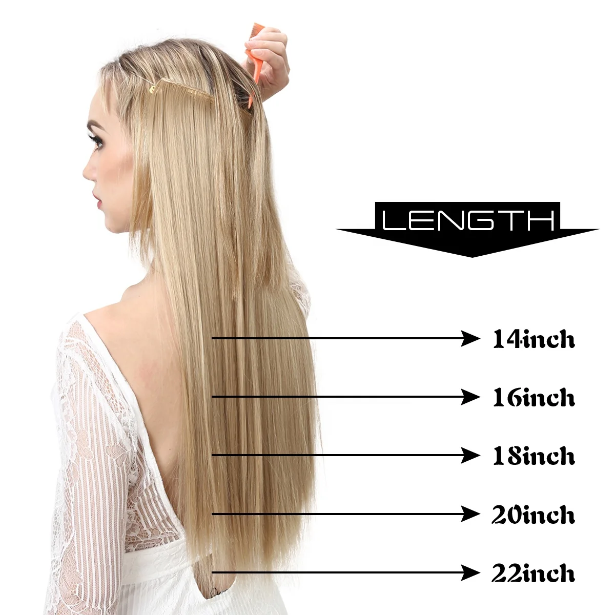 SARLA Natural Ombre Wire Hair Extension Straight Private Label Synthetic Fiber Hair No Clip-In Invisible High Temperature