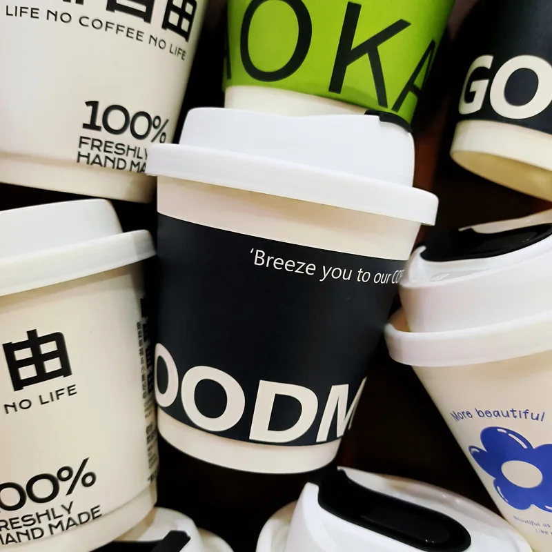 Wholesale Printing 8oz 12oz 16oz Single Wall Disposable Paper Cups Customized Hot Coffee Paper Cup With Lid