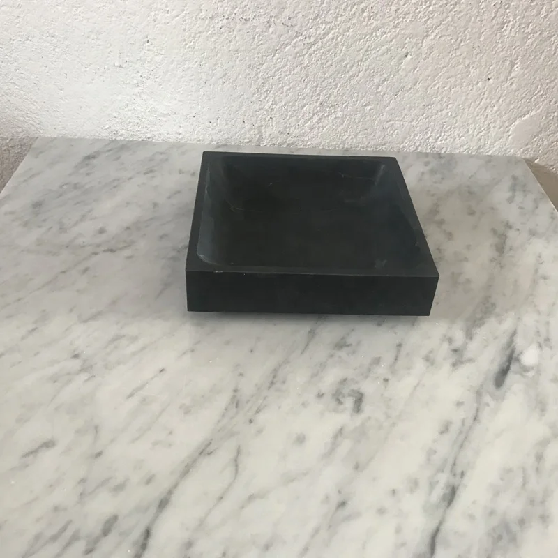 Natural marble tray 20x20cm Nero marquina marble catchal tray