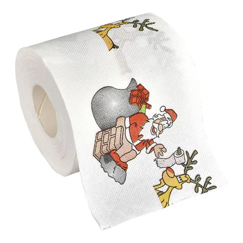 ECO-friendly Dissolving Custom Printing 2022 Colored Christmas Toilet Paper Tissues