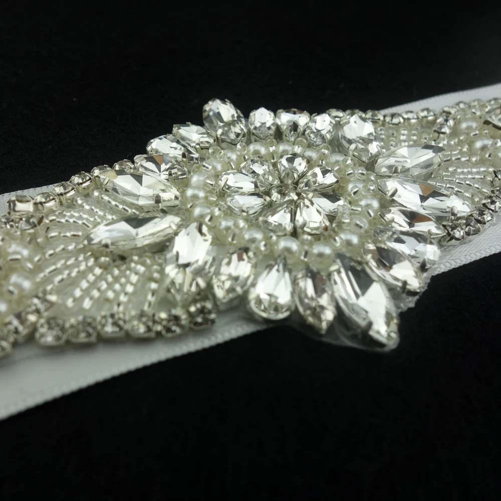 high quality clear crystal sash belt rhinestone and pearl bridal trim for lady wedding belt bridal dress bridesmaid dress