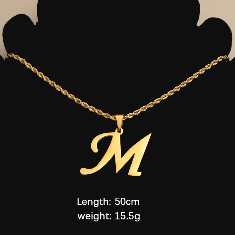 Fashion 26 Letters Stainless Steel Initial Necklace For Women Alphabet Name Pendant Jewelry Set Women Friends Gift