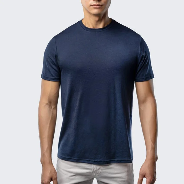 100% Merino Wool T Shirt Gym Slim Fit Short Sleeve Tee Crew Neck Apparel For Men