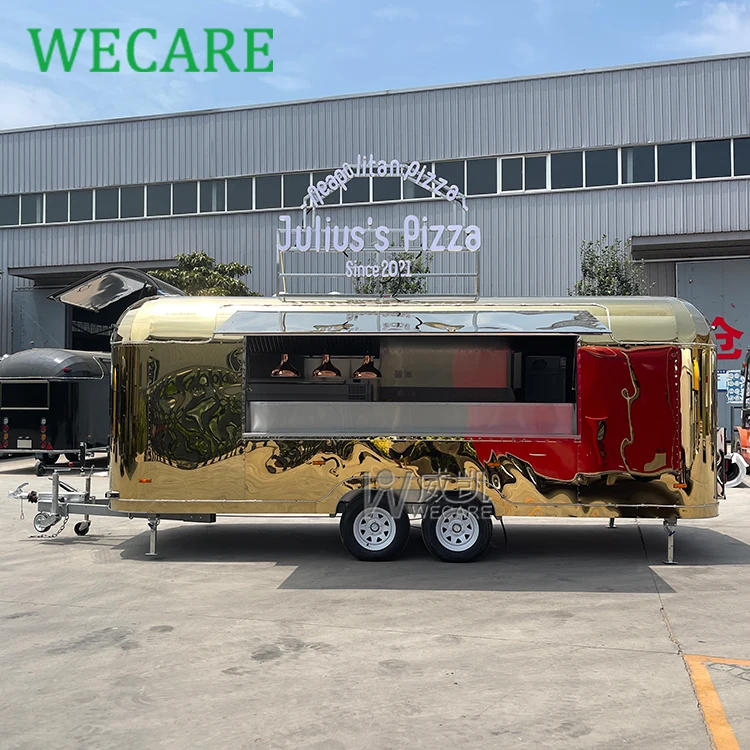 Wecare Airstream Foodtruck Mobile Kitchen Hot Dog Pizza Fast Food Catering Trailer Fully Equipped Food Truck Hotdog Cart