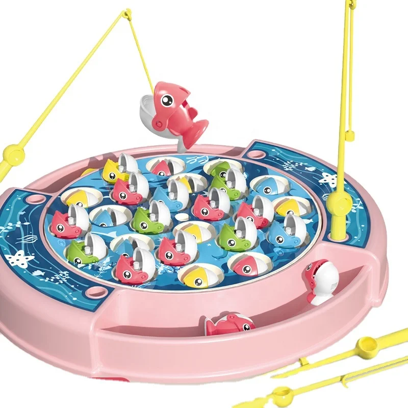 Children Classic Educational Toy Ocean Spin Fishing Game Table Musical Rrotary Fishing Hook Toy Table Machine Electric Toys