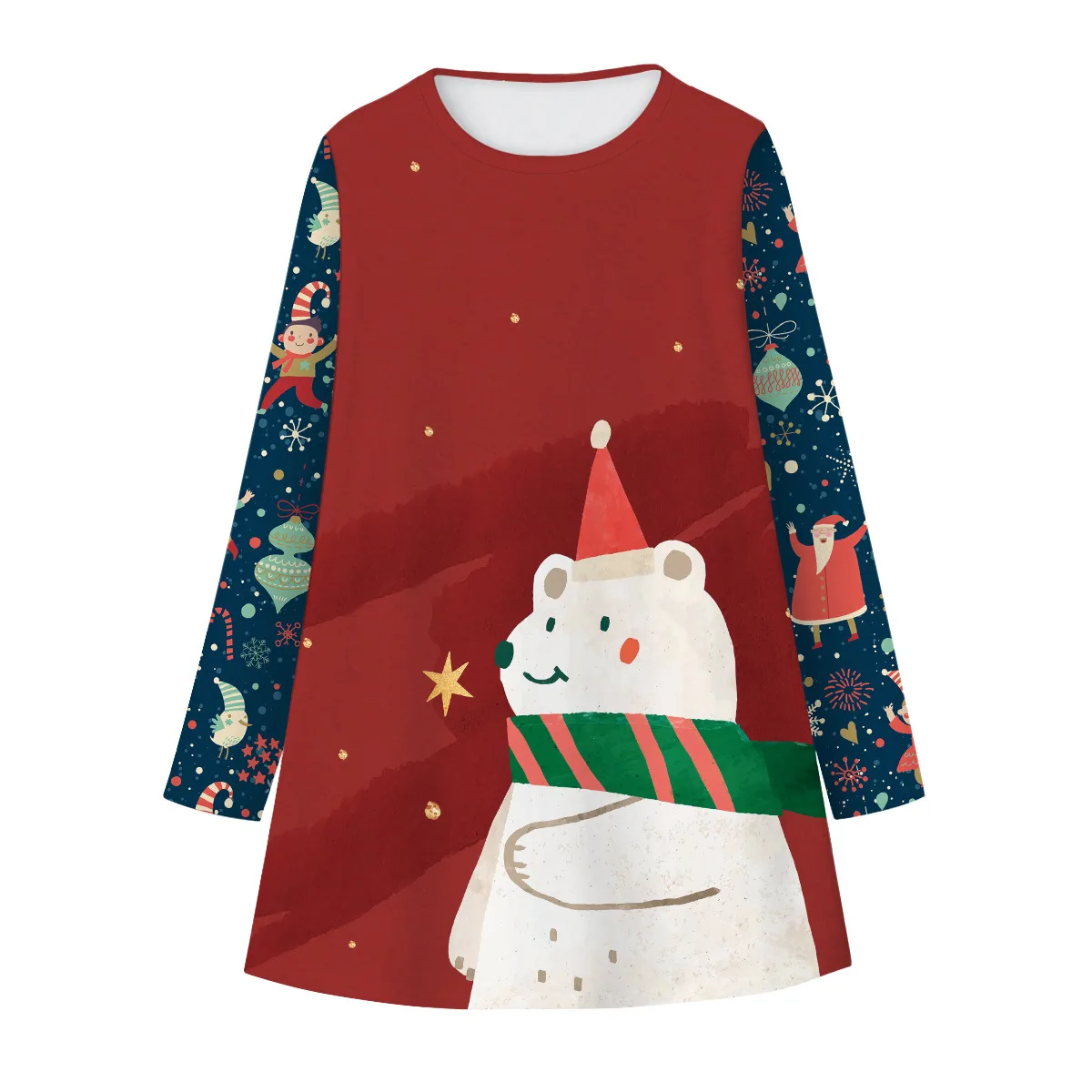 Christmas Halloween can be customized printed girls loose long-sleeved dress cute simple fashion skirt