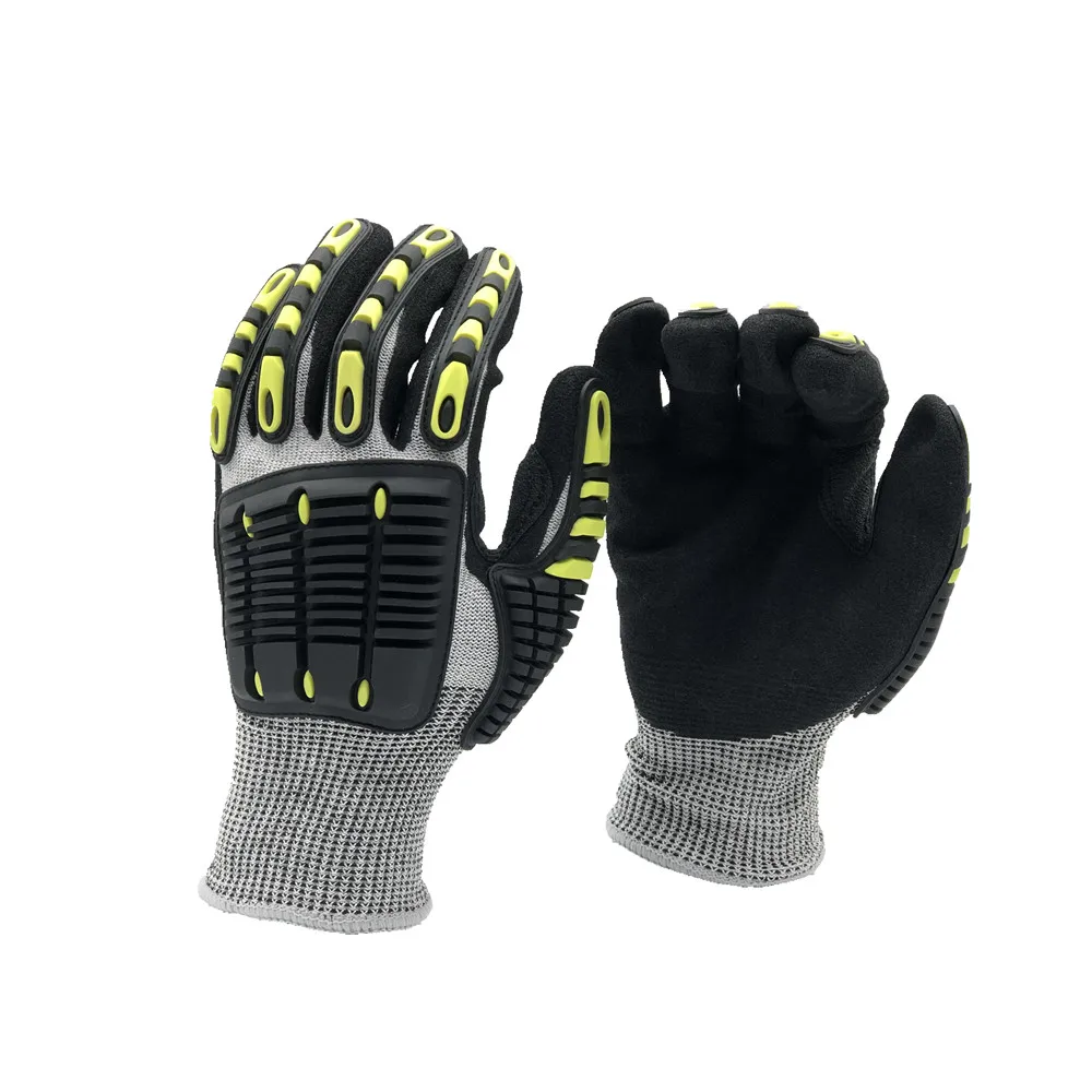 Cut Level 5 HPPE Hand Protection TPR Work  Nitrile Cut Resistant Heavy Duty Impact Safety Gloves