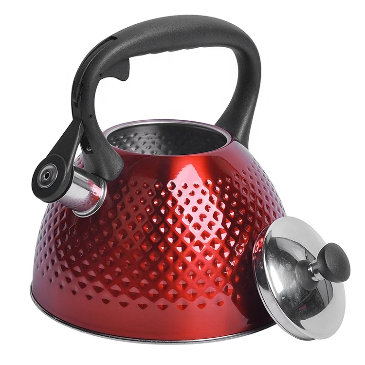 Teapot With Wooden Handle Painting Hot Water Tea Pot Stainless Steel Water Kettle Tea Kettle Whistling Kettle For Home