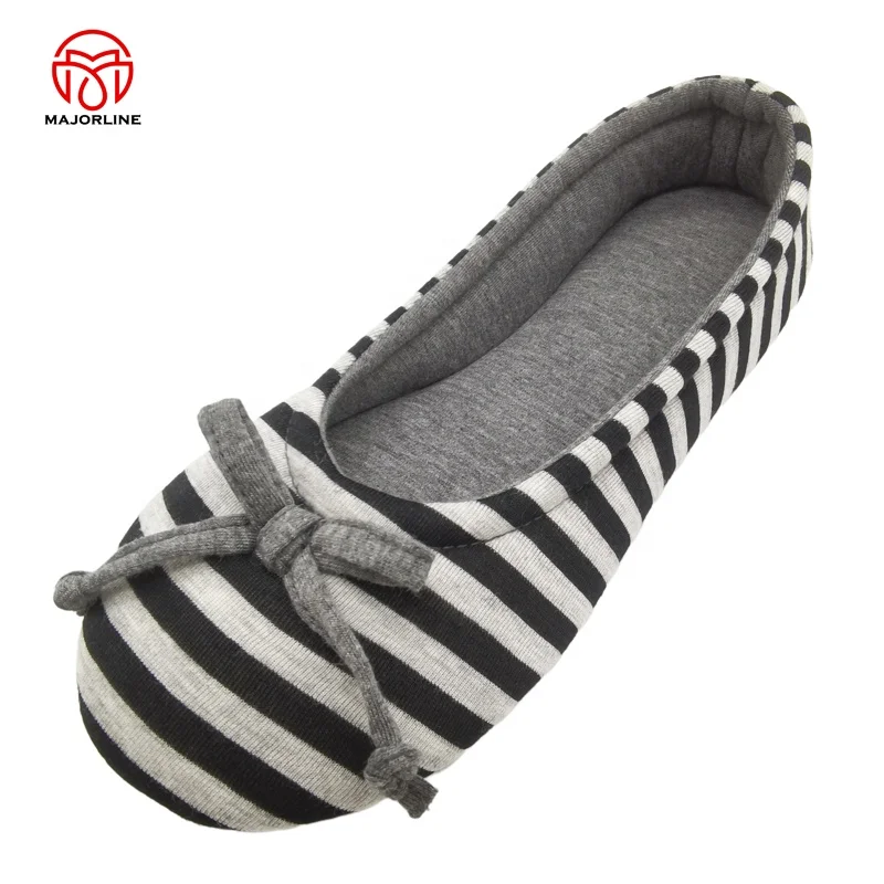 sherpa fleece  TPR outsole Customized elegant design bamboo fabric upper house ladies ballerina slippers