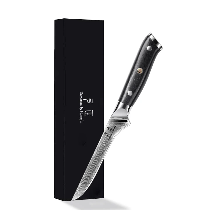 Japanese VG10 Steel Fishing Fillet and Boning Knife 6 Inches Damascus Blade for Kitchen Use