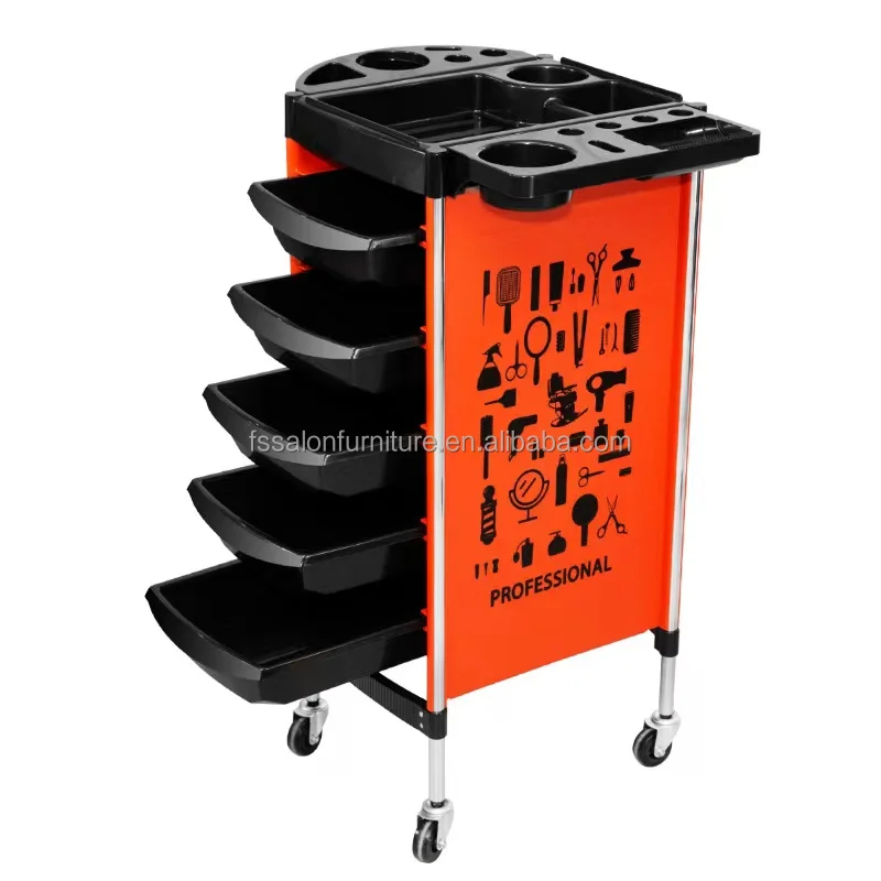 Hair Salon Cabinet Storage Rolling Trolley Beauty Spa Hairdressing Movable Cart High Quality Plastic Salon Furniture