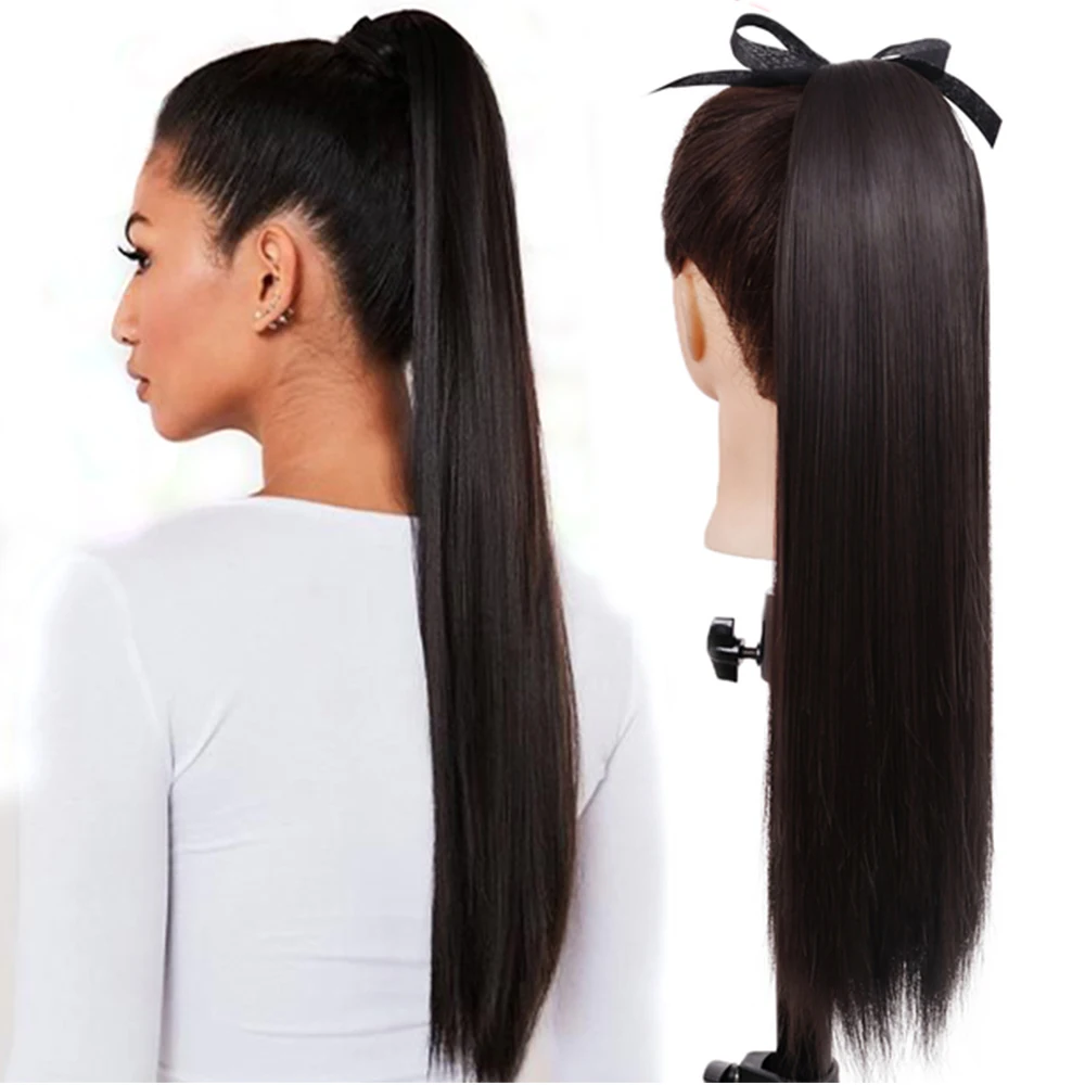 LAIYAHAIR Синтетические длинные накладные прямые волосы для конского хвоста парик наращивания волос на клипсе