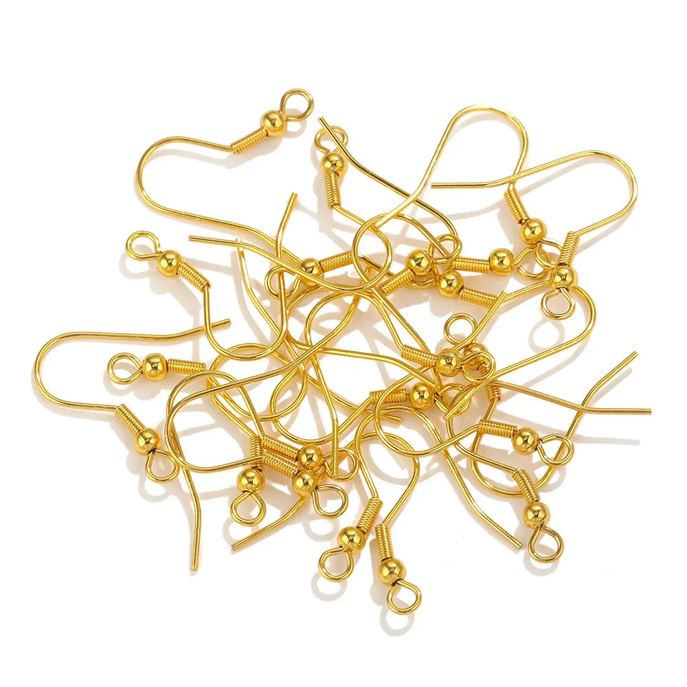 Wholesale Ear Hooks with Beads Spring PVD Plating Diy Earrings Jewelry Making Accessories