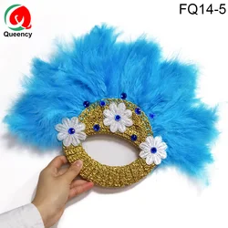 Queency African women party hand fan ostrich feathers for wedding  decorative hand fans