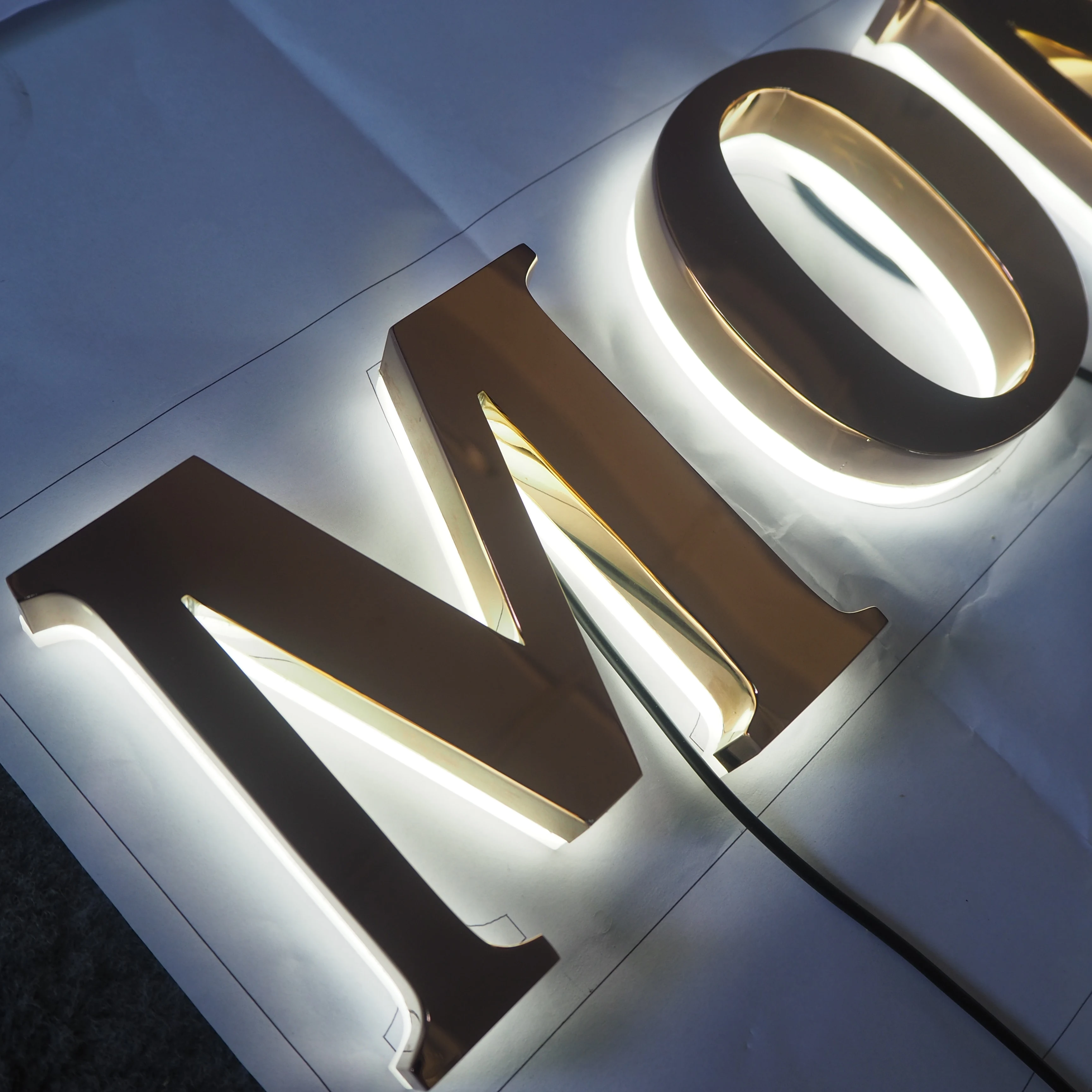 Outdoor indoor aluminium acrylic stainless steel backlit 3d sign letters back sign shop led signage backlit sign