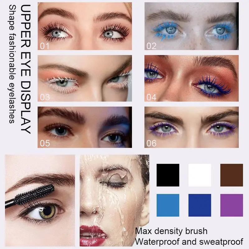 DNM Eyelashes Curling Extension Purple Blue White Mascara Non-smudge Fast Dry Long-lasting Holiday Party Makeup Mascara