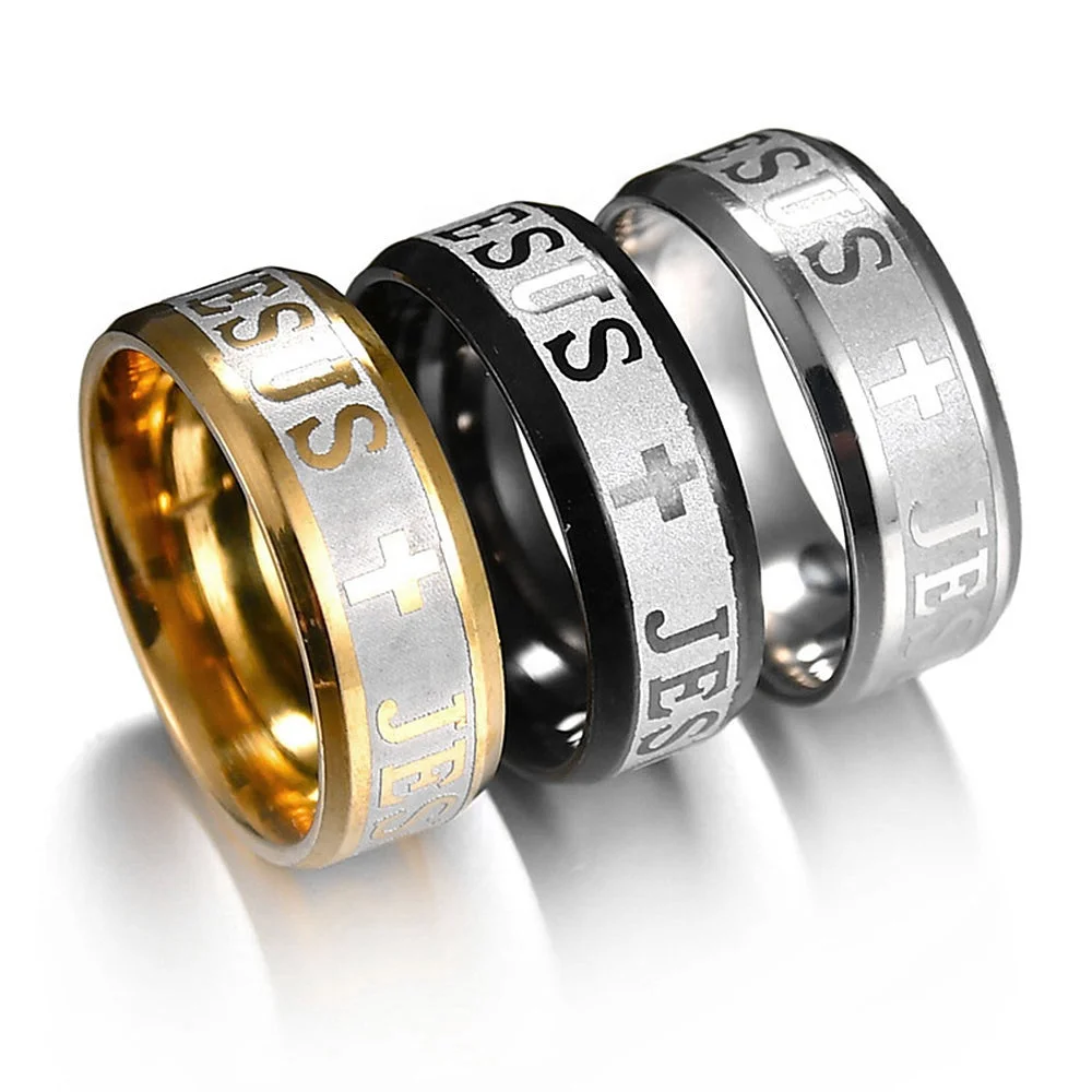 Fashion Jewelry Cross Design Hiphop Punk Chunky Titanium Stainless Steel Ring for Men