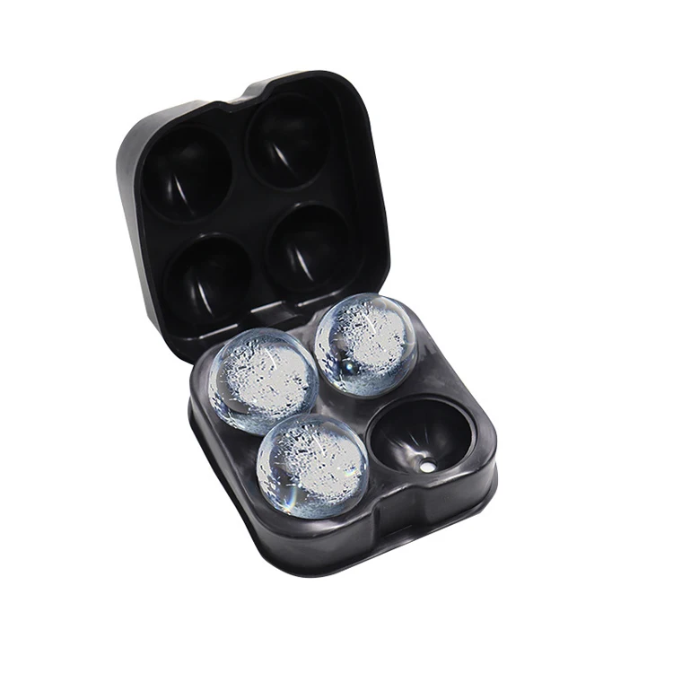 DIY Amazon Top Seller 4 Holes USA Big Silicone Ice Cream Cube Tray Mold with Lid BPA Free