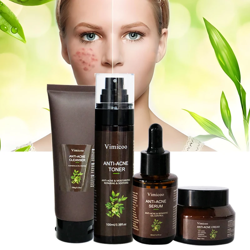 Korean Skin Products Repair Acne Repairing Skin Care Set Vegan Facial Kit Unisex Organic Anti Acne Face Set Toner Cream Serum